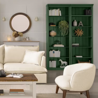 KIT COM 2 ESTANTES EM MADEIRA MACIÇA – NA COR VERDE | COLEÇÃO BIBLIOTECA